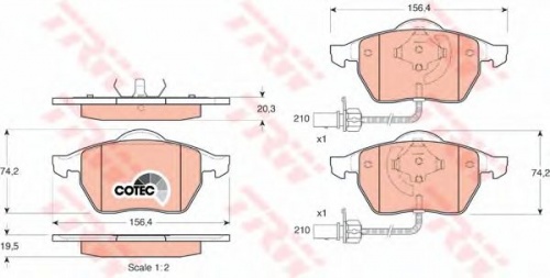 Колодки торм VAG PASSAT/A4/A6 пер TRW GDB1307 (овальная фишка датчика)