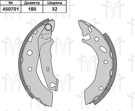 Колодки торм FORD ESCORT/FIESTA/PUMA 180mm зад RH GS8611