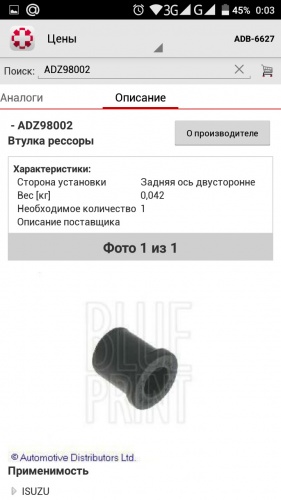 Втулка рессоры OPEL FRONTERA зад конец BLUEPRINT