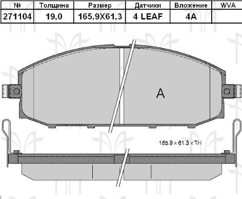 Колодки торм NISSAN PATROL пер RH GDB3222=271104