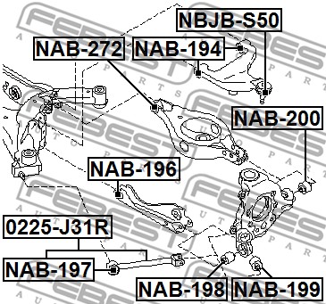 Сайлентблок рычага NISSAN MURANO Z51 зад подв внутр развала MASUMA NAB-196