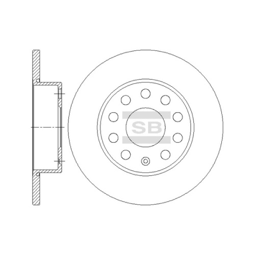 Диск торм VW Caddy III 1.4-2.0/TDI/16V/SDI 03/04->/Jetta III 1.6-2.0/TDI/FSI/16V 08/05-> задн SANGSIN DF4271