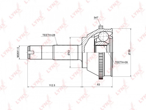 ШРУС FIAT DUCATO 94-02- 10-15 +ABS наружн LYNX (39x28)
