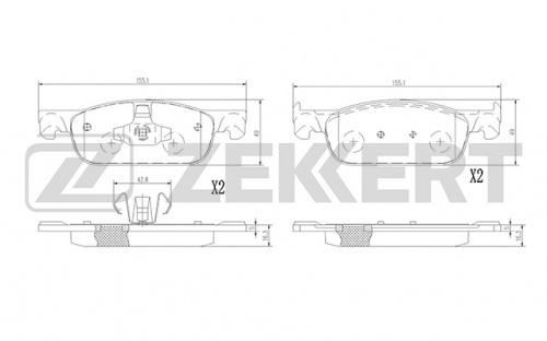 Колодки торм RENAULT SANDERO II/LADA X-RAY пер ZEKKERT GDB2157