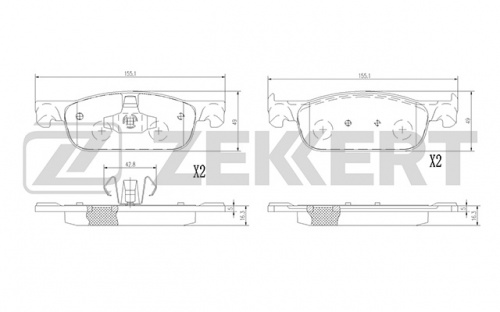 Колодки торм RENAULT SANDERO II/LADA X-RAY(кроме CROSS) пер ZEKKERT GDB2157