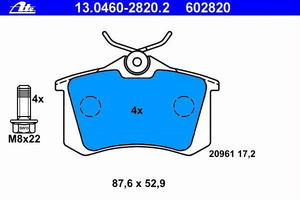 Колодки торм VAG PASSAT/GOLF/BORA/JETTA/MEGANE II зад ATE GDB1330