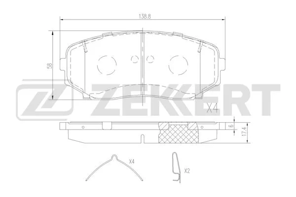 Колодки торм MAZDA CX-7/MITSUBISHI PAJERO SPORT III 15- пер ZEKKERT с оверстиями GDB3471