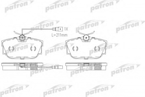 Колодки торм VW T4 96-03 зад 15" PATRON GDB1369 (с датчиком/+PFK427)