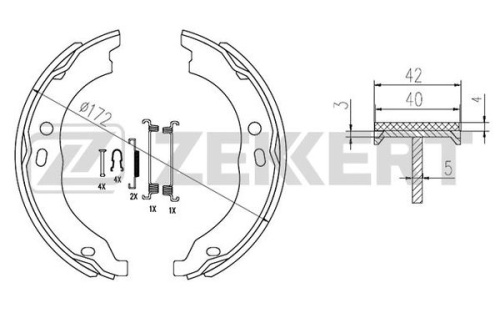 Колодки ручника FIAT DUCATO 06- ZEKKERT GS8744 (+пружинки)