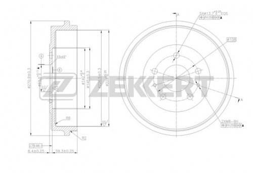 Барабан торм FORD FOCUS II ZEKKERT DB4392