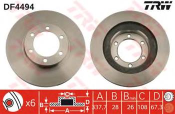 Диск торм TOYOTA LC120/150 пер TRW DF4494=670610