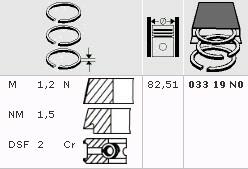 Кольца поршневые VAG 2.0 MAHLE (82.5mm/1.2x1.5x2.0)