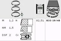 Кольца поршневые VAG 2.0 MAHLE (82.5mm/1.2x1.5x2.0)