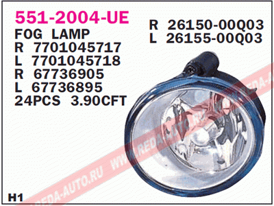 Фара п/т RENAULT прав 551-2004R-UE=087598