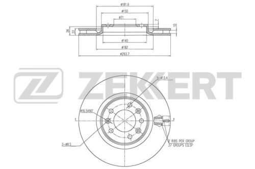 Диск торм PEUGEOT EXPERT 16-/CITROEN JUMPY 16- задн ZEKKERT