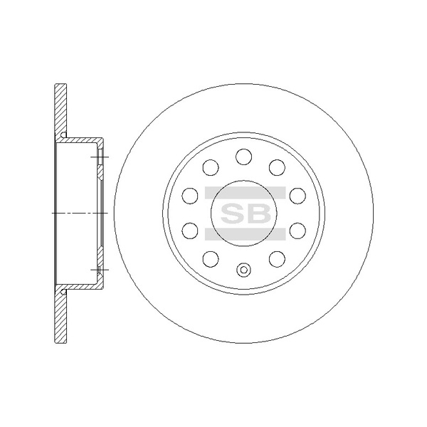 Диск торм VW Caddy III 1.4-2.0/TDI/16V/SDI 03/04->/Jetta III 1.6-2.0/TDI/FSI/16V 08/05-> задн SANGSIN DF4271