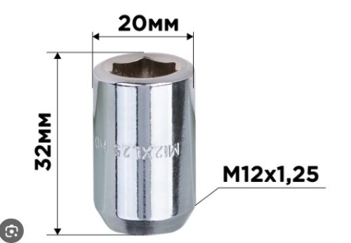 Гайка колесная m12x1.25/32/внутр шестигранн) Хром MEGAPOWER