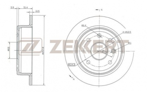 Диск торм CHEVROLET LACETTI зад ZEKKERT DF7381