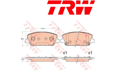 Колодки торм KIA CEED 12-/HYUNDAI i30 12-/GENESIS 08-/KIA OPTIMA 11- пер TRW GDB3582