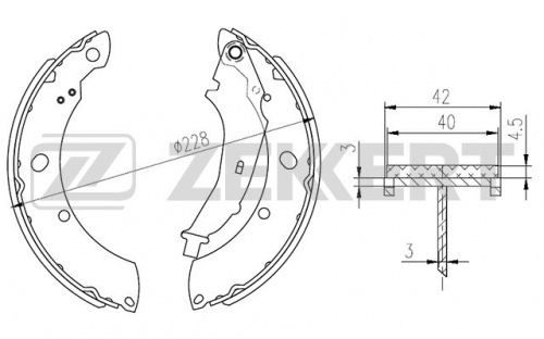 Колодки торм VW POLO RUS 11- зад ZEKKERT (228.5x40)