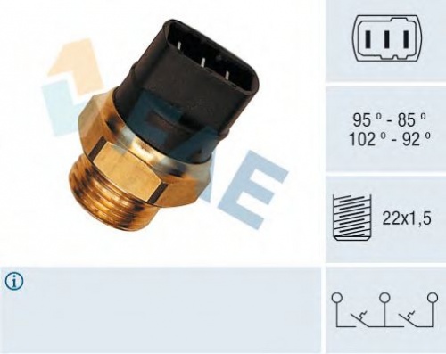 Датчик вентилятора VAG 3-х конт WAHLER 37820=7.5635=01528