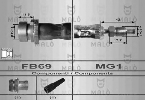 Шланг торм FORD FUSION пер MALO