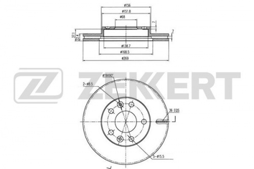 Диск торм RENAULT DUSTER/KAPTUR 1.6 пер ZEKKERT DF6200 (269mm)