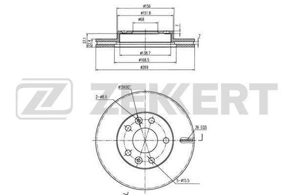 Диск торм RENAULT DUSTER/KAPTUR 1.6 пер ZEKKERT DF6200 (269mm)