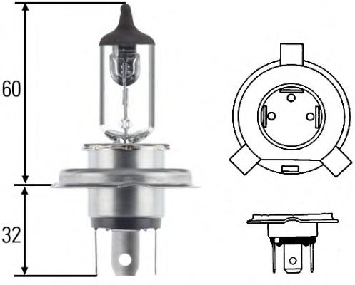 Автолампа H4 HELLA 12V 55/60W