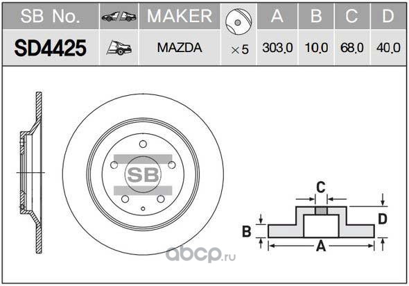 Диск торм MAZDA CX-5 KE/GH 11- задн SANGSIN