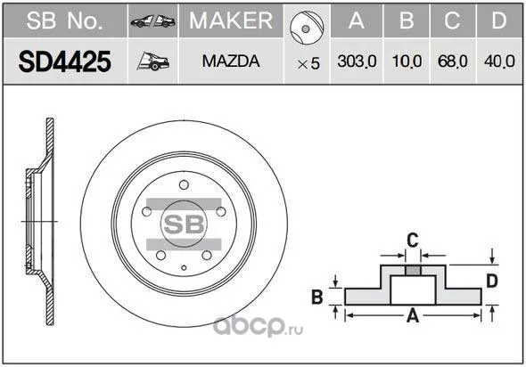 Диск торм MAZDA CX-5 KE/GH 11- задн SANGSIN