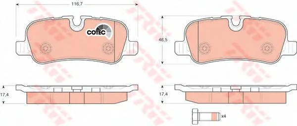 Колодки торм LAND ROVER DISCOVERY зад TRW GDB1632 (+GIC218)