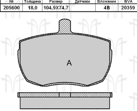Колодки торм FORD TRANSIT 86-91 пер RH GDB341=205600