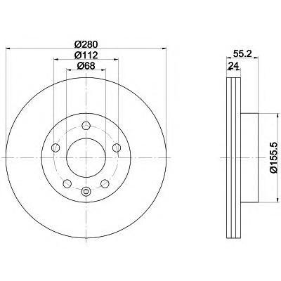 Диск торм VW Т4 96-03 пер 15" вент PATRON (280x24) DF2809=0986478846