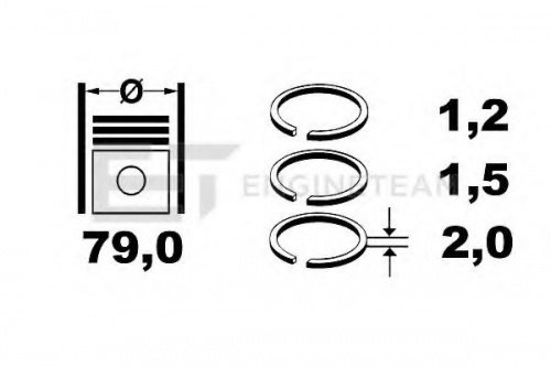 Кольца поршневые FORD FOCUS 1.6 MAHLE STD (1.2x1.5x2.0x79mm/на 1цил)