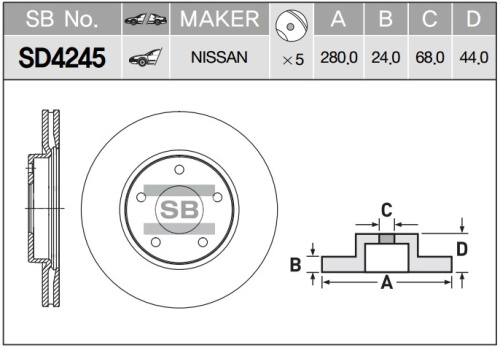 Диск торм NISSAN JUKE F15 пер SANGSIN