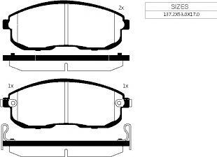 Колодки торм NISSAN TIIDA C11/JUKE F15/SENTRA B17/SUZUKI SX4 пер HSB GDB1003=229311