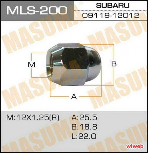 Гайка колесная SUBARU MASUMA (m12x1.25/25/ключ 19)