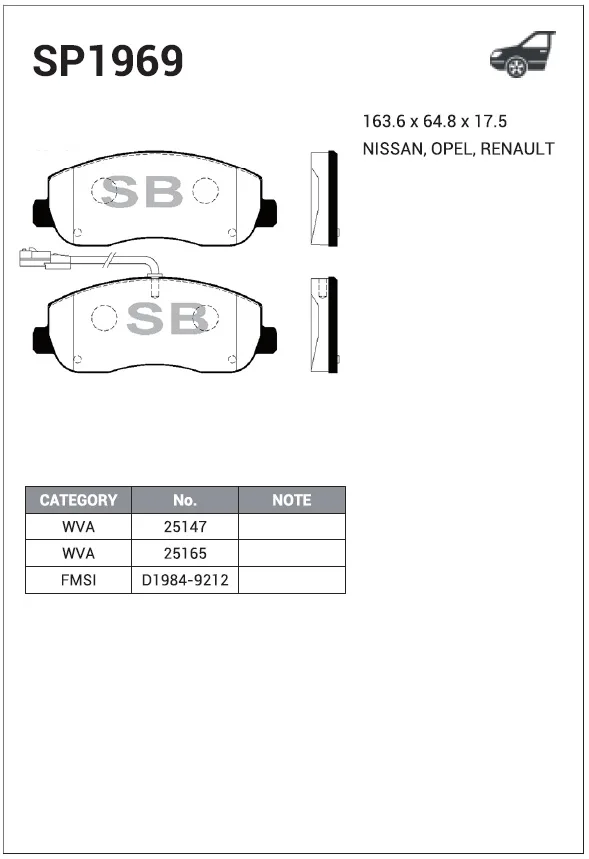 Колодки торм OPEL MOVANO 2010-/RENAULT MASTER 2010- пер SANGSIN GDB1910
