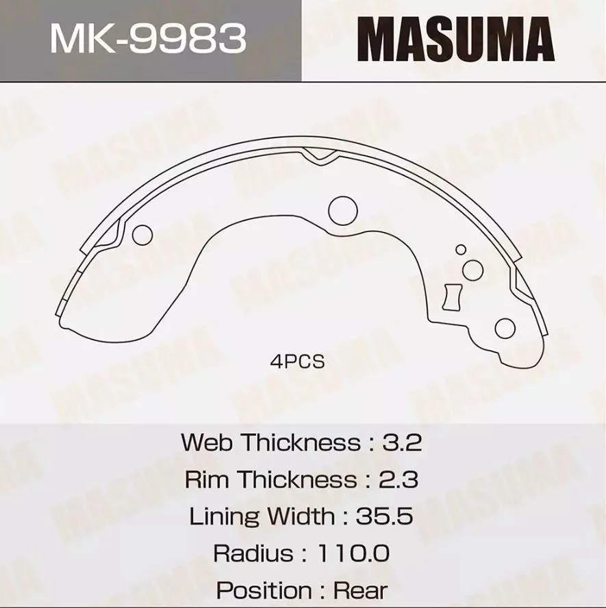 Колодки торм SUZUKI SX4 задн MASUMA