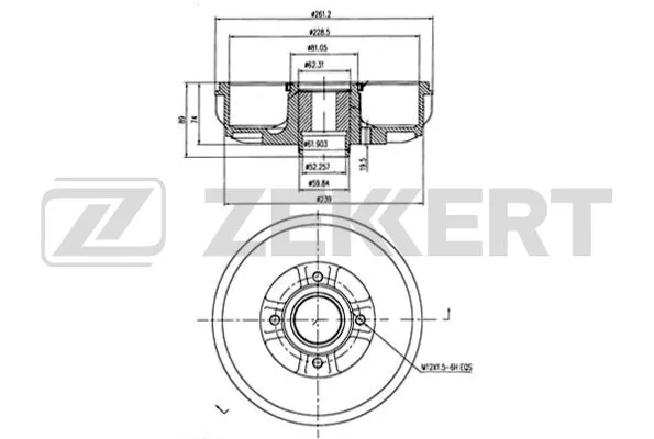 Барабан торм RENAULT LOGAN/LARGUS/KAPTUR 2WD ZEKKERT (228mm/+абс/+подшипн)