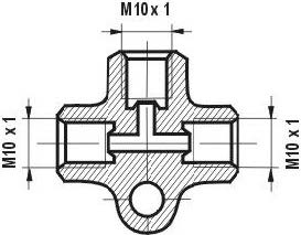 Штуцер трубки 5mm M10xM10xM10 тройник ШАГ 1