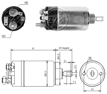 Реле втягивающее 2 отверстия ZM