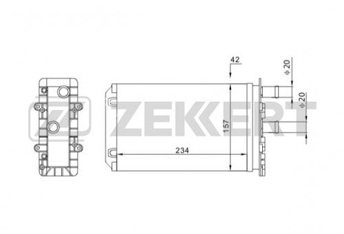 Радиатор отопителя VW T4 (вторая печка) ZEKKERT 36407=VW6239