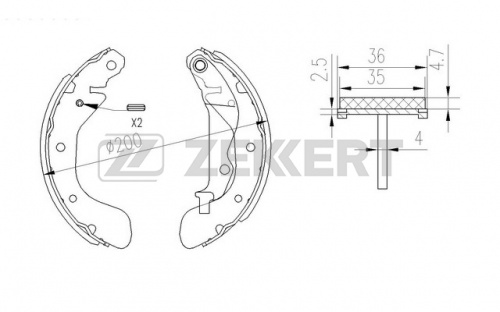 Колодки торм CHEVROLET AVEO/SPARK 11- зад бараб ZEKKERT GS8760