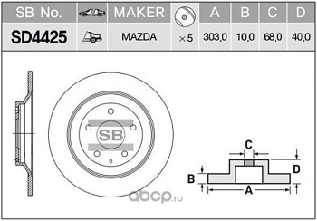 Диск торм MAZDA CX-5 KE/GH 11- задн SANGSIN