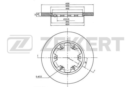 Диск торм FORD TRANSIT 14- DRWD задн ZEKKERT