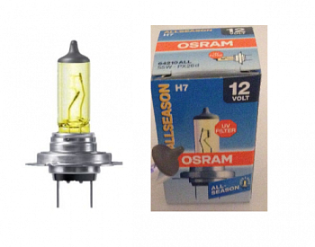 Автолампа H7 OSRAM (желтая всепогодная)
