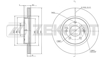 Диск торм Chery Tiggo 4 17-/T1E/T1A/T1D/T18 перед ZEKKERT