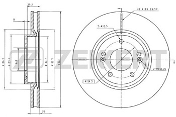 Диск торм KIA SPORTAGE 10-/HYUNDAI ix35/i40/TUCSON пер ZEKKERT DF6108S